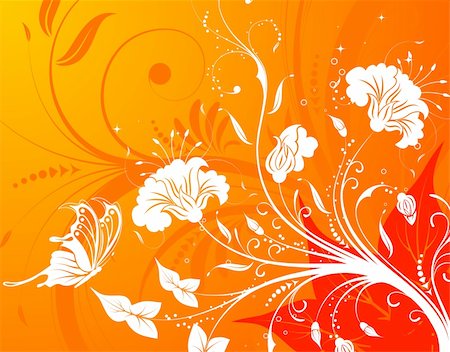 simsearch:400-04136291,k - Flower background with butterfly, element for design, vector illustration Foto de stock - Super Valor sin royalties y Suscripción, Código: 400-04026830