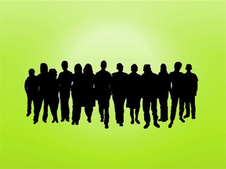 Illustrated crowd of people over a green background Stock Photo - Budget Royalty-Free & Subscription, Code: 400-04026940