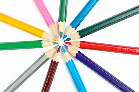 simsearch:400-03947012,k - Assortment of coloured pencils with shadow on white background Stock Photo - Budget Royalty-Free & Subscription, Code: 400-04027130
