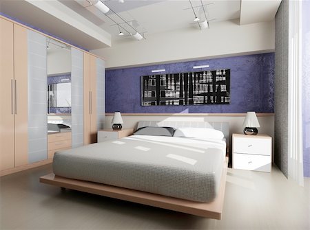 simsearch:400-03979104,k - Interior of a sleeping room 3d render Stockbilder - Microstock & Abonnement, Bildnummer: 400-04027164