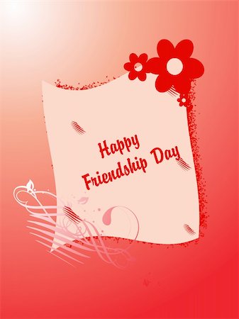 simsearch:400-04027284,k - friendship day on red floral background, illustration Stock Photo - Budget Royalty-Free & Subscription, Code: 400-04027274