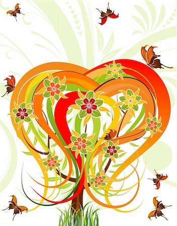 simsearch:400-04535015,k - Flower tree with butterfly, element for design, vector illustration Fotografie stock - Microstock e Abbonamento, Codice: 400-04027800