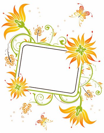 simsearch:400-04535015,k - Flower frame with butterfly, element for design, vector illustration Fotografie stock - Microstock e Abbonamento, Codice: 400-04027802