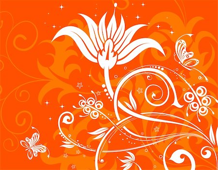 simsearch:400-04687746,k - Abstract flower background with butterfly, element for design, vector illustration Stock Photo - Budget Royalty-Free & Subscription, Code: 400-04027803