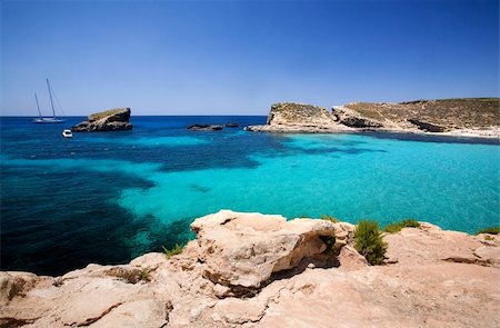 swimming holes - Blue lagoon in Malta on the island of Comino Stock Photo - Budget Royalty-Free & Subscription, Code: 400-04028206