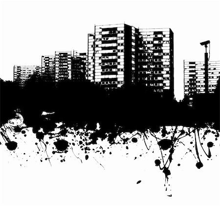 dirty city - Grunge style business background in black ink ideal backdrop Stock Photo - Budget Royalty-Free & Subscription, Code: 400-04028428
