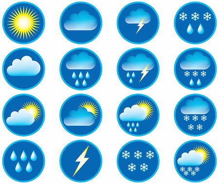 Symbols for the indication of weather. Vector illustration. Stock Photo - Budget Royalty-Free & Subscription, Code: 400-04028446