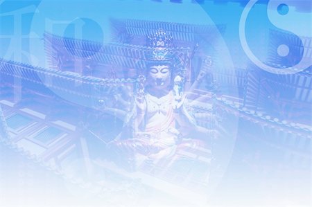 Asian Zen Soothing Abstract Collage Background in Blue Stock Photo - Budget Royalty-Free & Subscription, Code: 400-04028517
