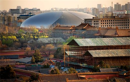 Big Silver Egg Concert Hall Close Up Beijing China Forbidden City in Foreground. Trademarks removed. Photographie de stock - Aubaine LD & Abonnement, Code: 400-04028797