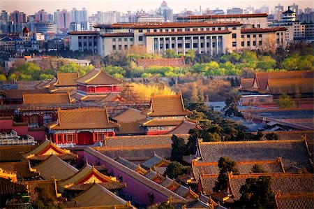 place tiananmen - Great Hall of the People, Red Pavilion, Forbidden City, Beijing, China. Trademarks removed Photographie de stock - Aubaine LD & Abonnement, Code: 400-04028803