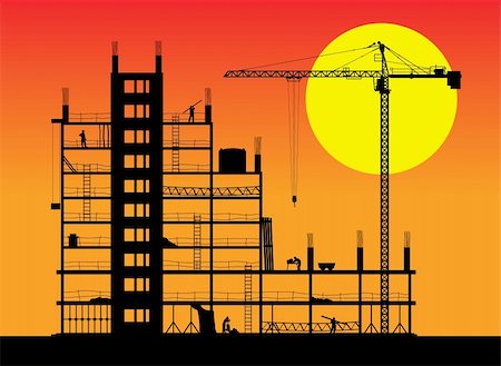 Construction of a building. A vector illustration. Stock Photo - Budget Royalty-Free & Subscription, Code: 400-04028996