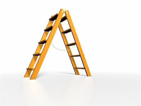 simsearch:400-04029058,k - Wooden ladder on white background Stock Photo - Budget Royalty-Free & Subscription, Code: 400-04029054