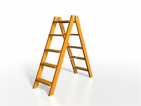 simsearch:400-04029058,k - Wooden ladder on white background Stock Photo - Budget Royalty-Free & Subscription, Code: 400-04029055