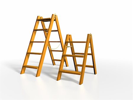 Wooden ladder on white background Stock Photo - Budget Royalty-Free & Subscription, Code: 400-04029056