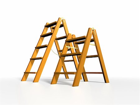 simsearch:400-04029058,k - Wooden ladder on white background Stock Photo - Budget Royalty-Free & Subscription, Code: 400-04029057