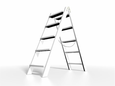 White ladder on white background Stock Photo - Budget Royalty-Free & Subscription, Code: 400-04029058