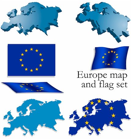 simsearch:400-05071010,k - Vector set containing the european map and flag Stock Photo - Budget Royalty-Free & Subscription, Code: 400-04029176