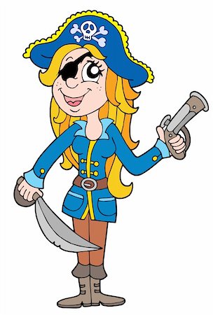 eye patch - Blond pirate woman - vector illustration. Stock Photo - Budget Royalty-Free & Subscription, Code: 400-04029382