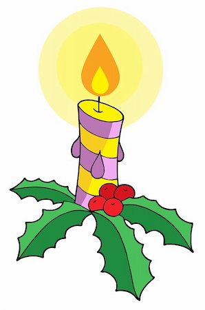 Christmas candle on white background - vector illustration. Stock Photo - Budget Royalty-Free & Subscription, Code: 400-04029394
