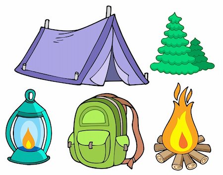 Collection of camping images - vector illustration. Stock Photo - Budget Royalty-Free & Subscription, Code: 400-04029399