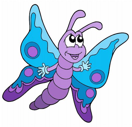 draw close up face - Cute blue and purple butterfly - vector illustration. Stock Photo - Budget Royalty-Free & Subscription, Code: 400-04029410