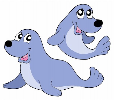 simsearch:400-07223723,k - Cute blue seals - vector illustration. Stock Photo - Budget Royalty-Free & Subscription, Code: 400-04029427