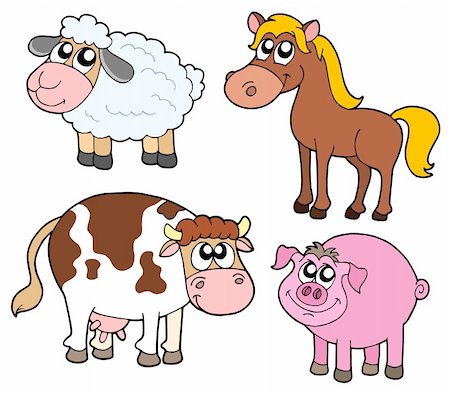 simsearch:400-04235699,k - Farm animals collection - vector illustration. Foto de stock - Royalty-Free Super Valor e Assinatura, Número: 400-04029443