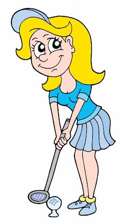 Golf girl in blue dress - vector illustration. Stock Photo - Budget Royalty-Free & Subscription, Code: 400-04029454