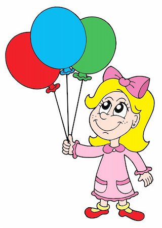 simsearch:400-04030040,k - Small girl with balloons - vector illustration. Photographie de stock - Aubaine LD & Abonnement, Code: 400-04029453