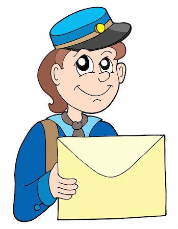 Postman with letter - vector illustration. Stock Photo - Budget Royalty-Free & Subscription, Code: 400-04029510