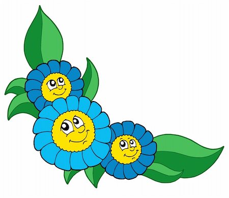simsearch:400-04030040,k - Trois fleurs bleues - illustration vectorielle de sourire. Photographie de stock - Aubaine LD & Abonnement, Code: 400-04029545