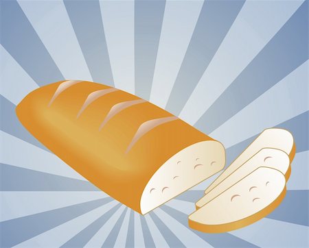 Illustration of a sliced loaf of bread on radial burst background Photographie de stock - Aubaine LD & Abonnement, Code: 400-04029901