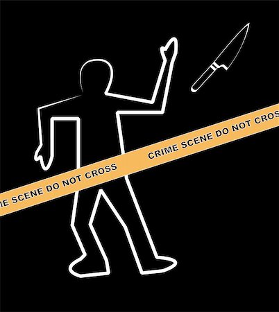 erstechen - body with crime scene and knife as the weapon Stockbilder - Microstock & Abonnement, Bildnummer: 400-04020050