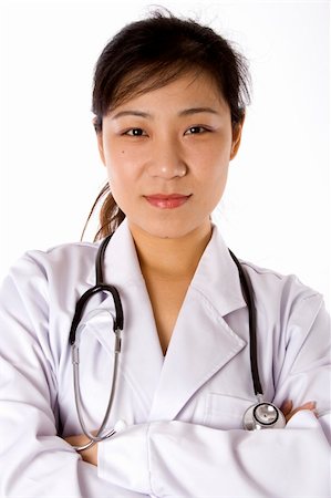 simsearch:400-05192323,k - Female doctor with stethoscope in white background. Stock Photo - Budget Royalty-Free & Subscription, Code: 400-04020072