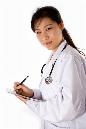 simsearch:400-05192324,k - Female doctor with stethoscope in white background. Stock Photo - Budget Royalty-Free & Subscription, Code: 400-04020073