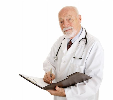 simsearch:400-05192324,k - Friendly doctor taking your medical history.  Isolated on white. Stock Photo - Budget Royalty-Free & Subscription, Code: 400-04020225