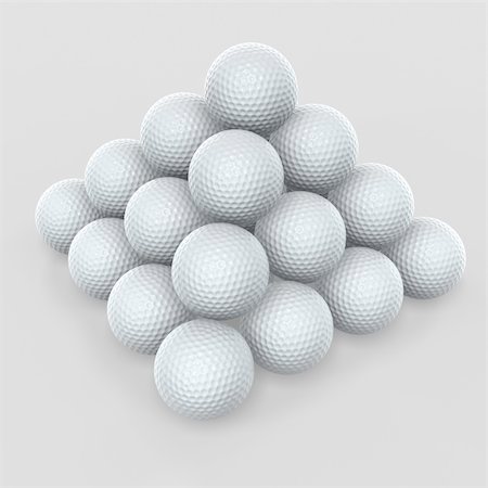 golf ball pyramid stack on gray background Stock Photo - Budget Royalty-Free & Subscription, Code: 400-04020373