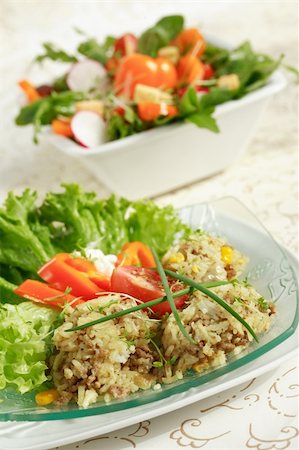 simsearch:400-07420762,k - Healthy food - rice and vegetable salads Photographie de stock - Aubaine LD & Abonnement, Code: 400-04020585