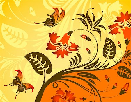 simsearch:400-05287751,k - Flower background with butterfly, element for design, vector illustration Fotografie stock - Microstock e Abbonamento, Codice: 400-04020652
