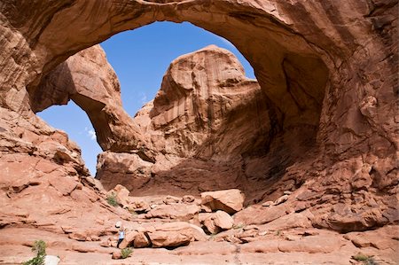 simsearch:400-05064360,k - Double Arch - Rock formation in Arches National Park in Utah, USA Stock Photo - Budget Royalty-Free & Subscription, Code: 400-04021452