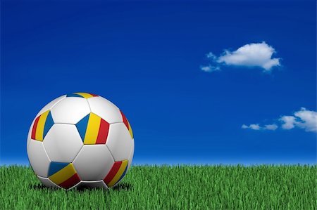 simsearch:400-08372849,k - Romanian soccer ball laying on the grass Stock Photo - Budget Royalty-Free & Subscription, Code: 400-04021567