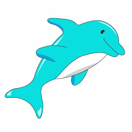 fish clip art to color - vector illustration of a light blue dolphin on a white background Stock Photo - Budget Royalty-Free & Subscription, Code: 400-04021579