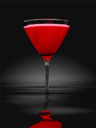 dark mirror - red cocktail in martini glass in water, black background Stock Photo - Budget Royalty-Free & Subscription, Code: 400-04021587