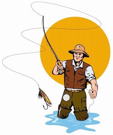 Vector art on fly fishing Stock Photo - Budget Royalty-Free & Subscription, Code: 400-04021620
