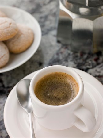 Cup of Espresso Coffee with Amaretti Biscuit Stock Photo - Budget Royalty-Free & Subscription, Code: 400-04021861