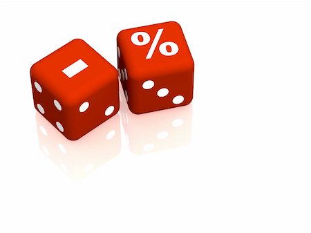 symbols dice - Red playing bones with symbols minus and percent. Objects over white Stock Photo - Budget Royalty-Free & Subscription, Code: 400-04022129