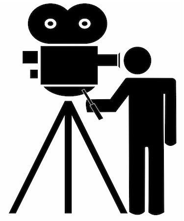 stick man or figure standing behind movie camera Stock Photo - Budget Royalty-Free & Subscription, Code: 400-04022385
