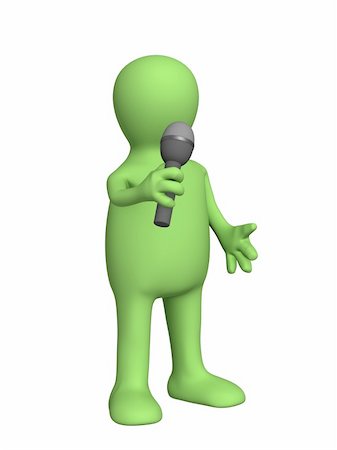 simsearch:400-05050679,k - The 3d person - puppet, singing with a microphone. Objects over white Stock Photo - Budget Royalty-Free & Subscription, Code: 400-04022898