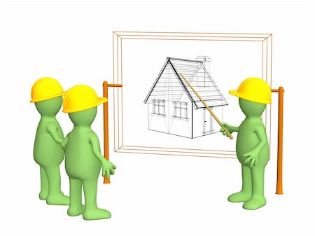 simsearch:400-04556858,k - Builders - puppet, discussing the project of a building. Objects over white Foto de stock - Royalty-Free Super Valor e Assinatura, Número: 400-04022890