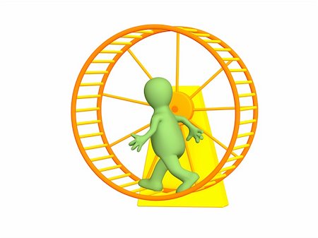 The 3d person - puppet, running inside a wheel Stock Photo - Budget Royalty-Free & Subscription, Code: 400-04022904